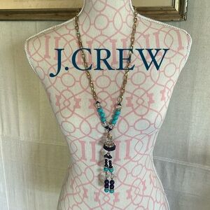 J. Crew Statement Tassle Turquoise and Blue Necklace